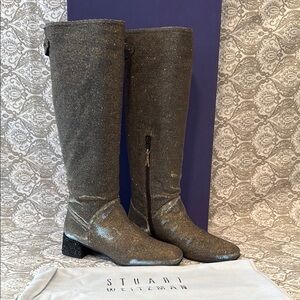 Stuart Weitzman RUSE Silver Knee High Boots